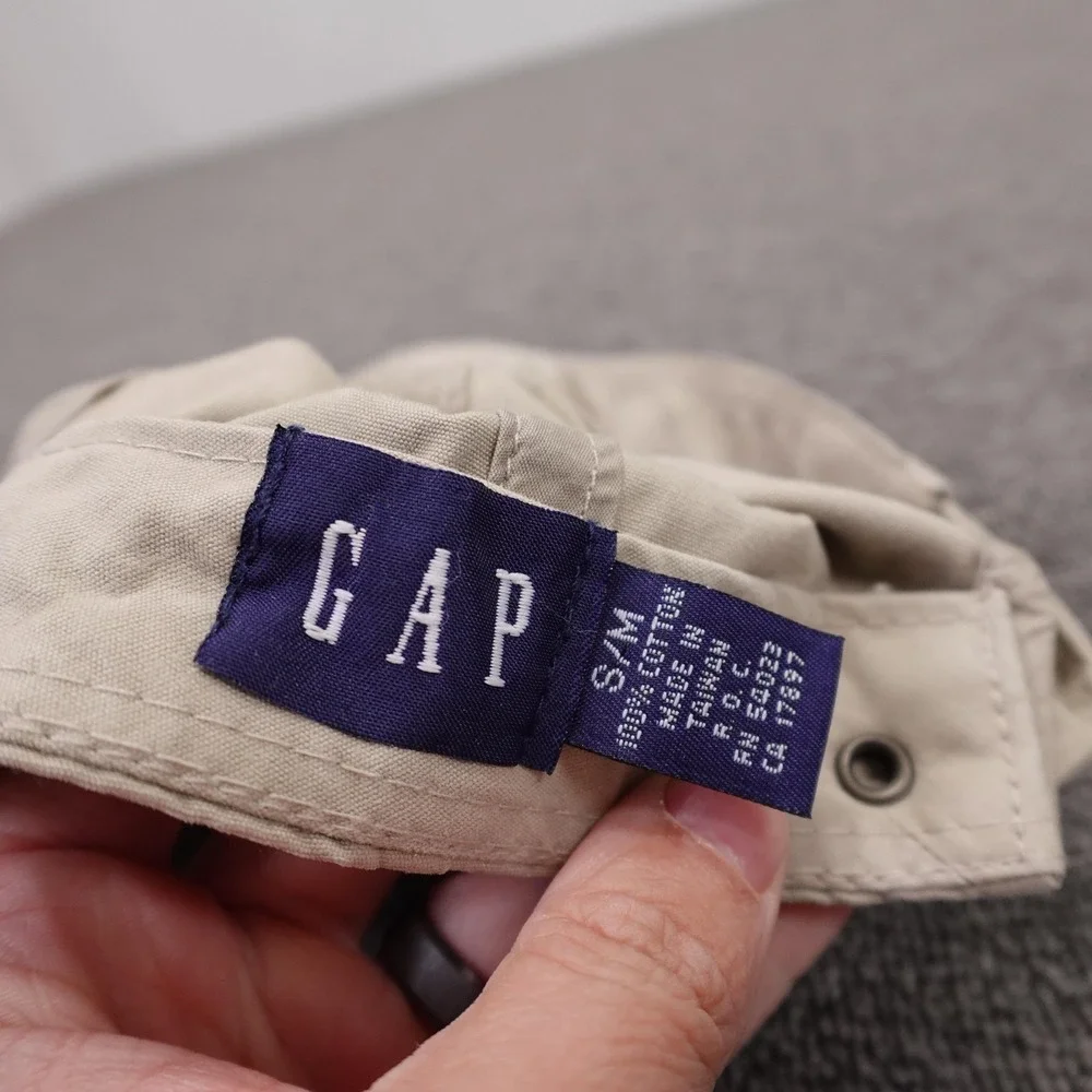 Vintage GAP Hat Cap Strap Back Mens M Beige Twill Baseball Casual Solid